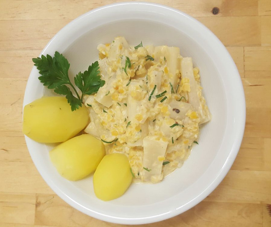 Schwarzwurzeln mit Linsen